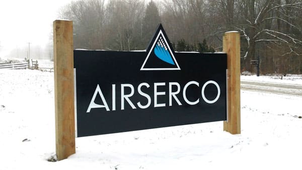 Airserco Sign in the Winter